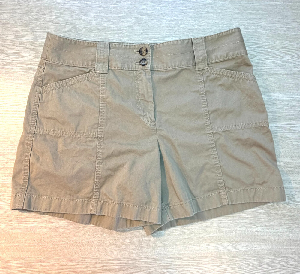 Ann Taylor Women's Size 10 Khaki Tan Cotton Chino Shorts 4-Pocket Pants